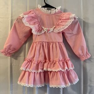 Vintage‎ Sears 3T Disney Winnie the Pooh Pink White Lace Ruffle Collar Dress